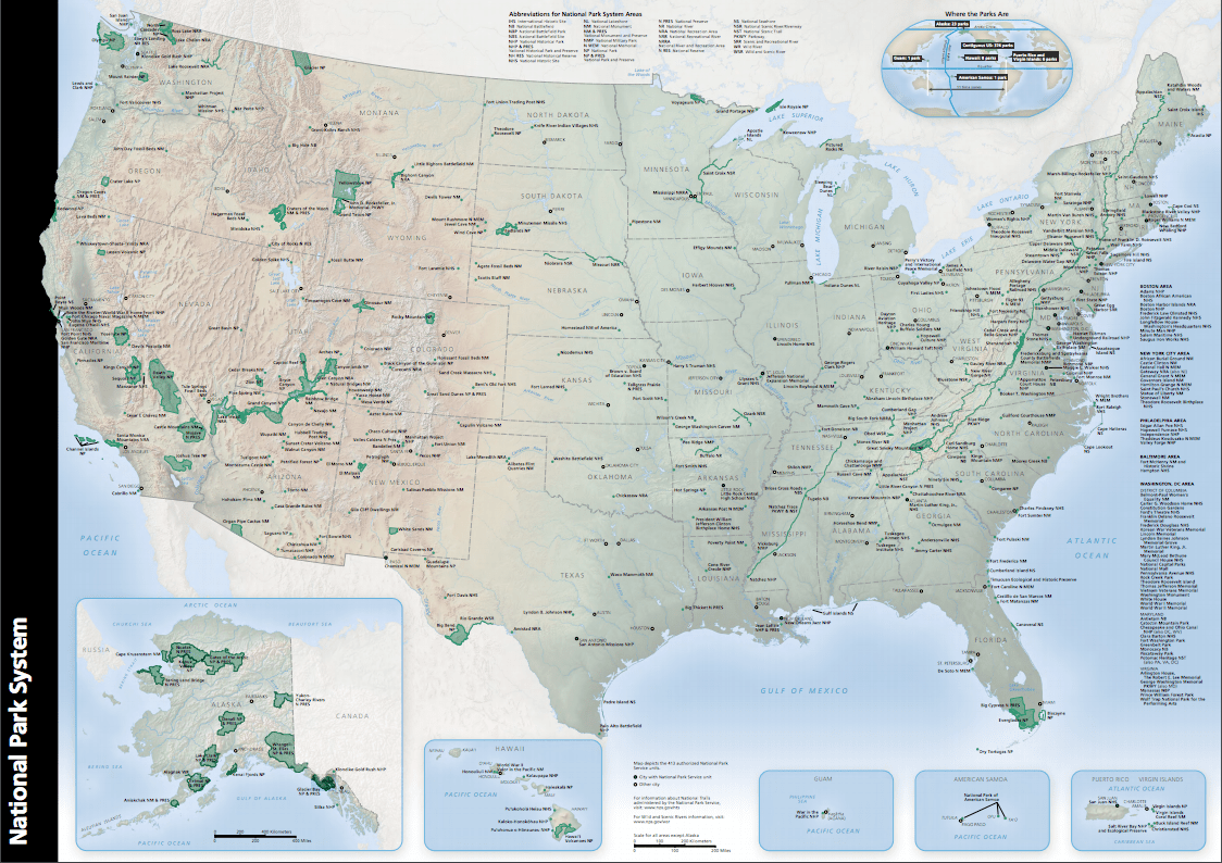 Complete list of National Park units in the US • rscottjon.es